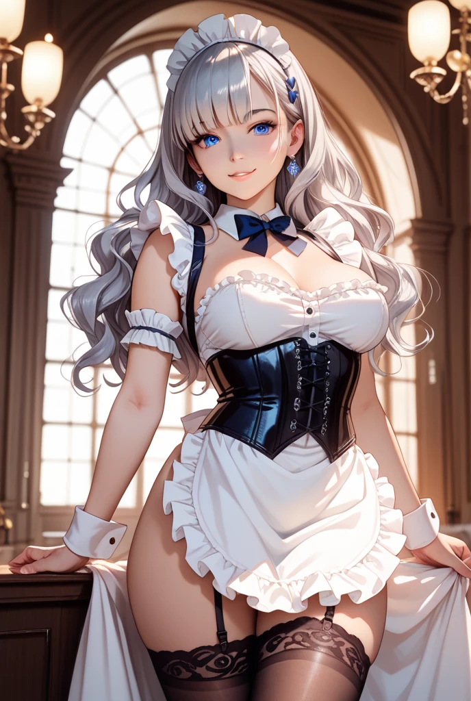 Prompt: masterpiece,best quality,extremely detailed,(Cute sexy girl),(medium large breasts),sexy posing,(enjoy smile),(ultra detailed,sexy see-through lace gold play bunny),(panty hose),gorgeous room,cowboy shot,

