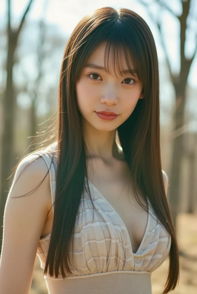 high resolution、Japanese women、cute、Small face、Long Hair、Brown Hair Color、The eyebrows are thin、Woman in her 20s、Outdoor shooting、Red dress、Are crying