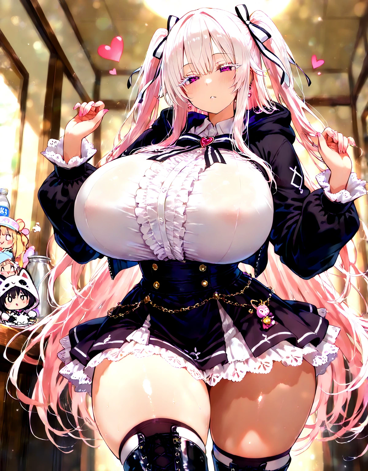 (masterpiece),(Highest quality),(Super detailed),(Best illustrations),(Best Shadow),(Absurd),(Detailed Background),(so beautiful), 16K,(Highest quality), 8K,(Best illustrations),(Best Shadow), (so beautiful), One girl, alone, Big Breasts, Long Hair, , , Hair between the eyes, , , empty eyes, blank eyes, , , , wrist cuffs, sweat, Pleated skirt , orgasm, afterglow, erotic smile, pussy, crimson lip, Beautiful nipples, bunny suit, , , Sexy posture, dynamic pose, , cross-eyed, rolling eyes, , garter belt, , , One devil tail, , , , saliva trail, full-face blush, Detailed super oily shiny skin, , , orgasm, , , arched back, , torogao, ahegao, BREAK, pink neon, Dramatic lighting, psychedelic, Lotion Rain, Oculogyric crisis, night, dark church background, stained glass, colorful