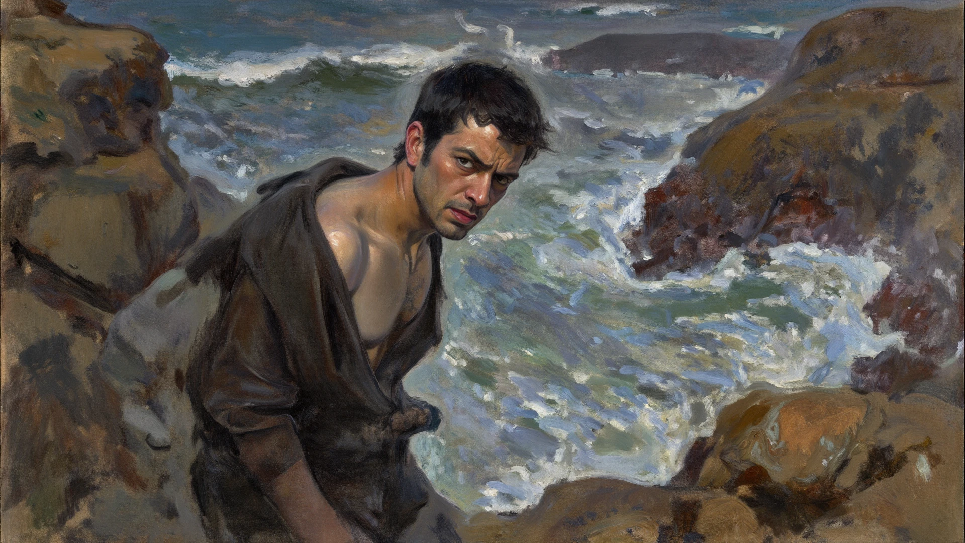 Jose Olaya swimming in Callao (Peru) with a letter in his mouth in 1823