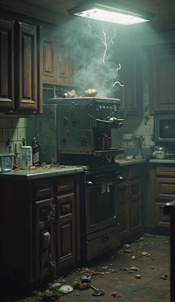 kitchen, dirty, Messy, Crime scene,
Cinematic, Very detailed, 8K, Realistic,