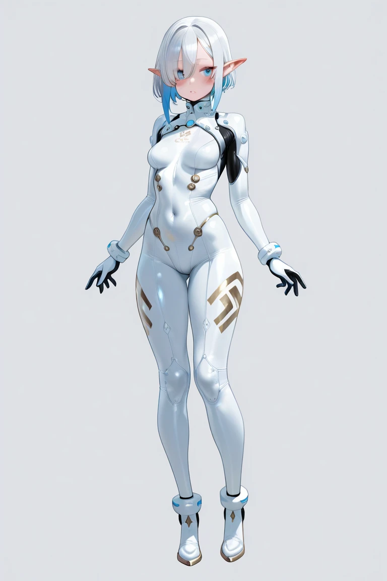 female Satsuki Kiryuin, Satsuki Kiryuin from Kill-la-Kill, WHITE stockings WHITE GLOVES WHITE PANTIES WHITE BRA, full height, bottom view, best quality, very detailed, ultra 8k resolution,portrait, full body (plain background)
