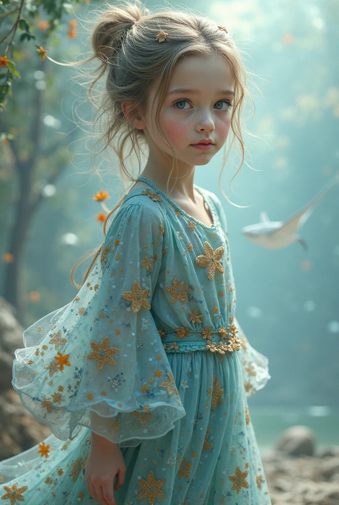 Ceramic texture,adolable,cyan dress