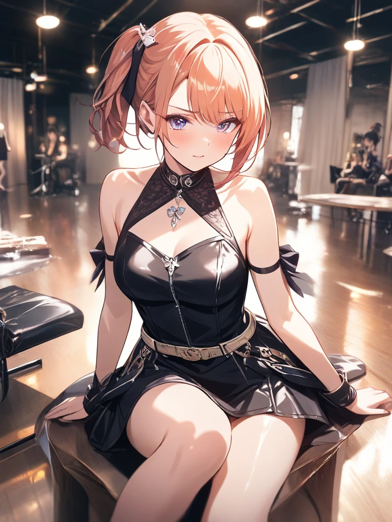 a woman with clothes, casual big boobs in modern house