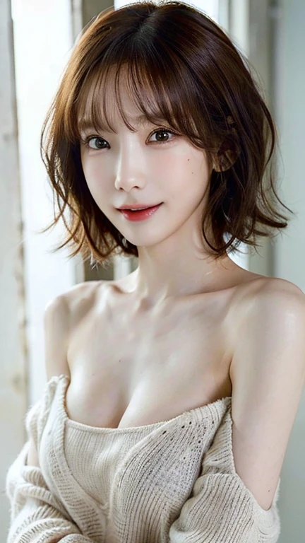 highest quality、ultra high resolution、(photorealistic:1.4)、((full nude))、beautiful eyes、blonde、brown eyes、beautiful breasts、detailed skin、thin pubic hair、NSFW, 8k quality, 8K Ultra, pixel up 10 times、Super detailed cute face、detailed lip、detailed eyes、double eyelid、natural makeup、（kind eyes）、（super cute girl）、perfect balance、small tangled naked short hair、((Black background))、((doing sexual service))