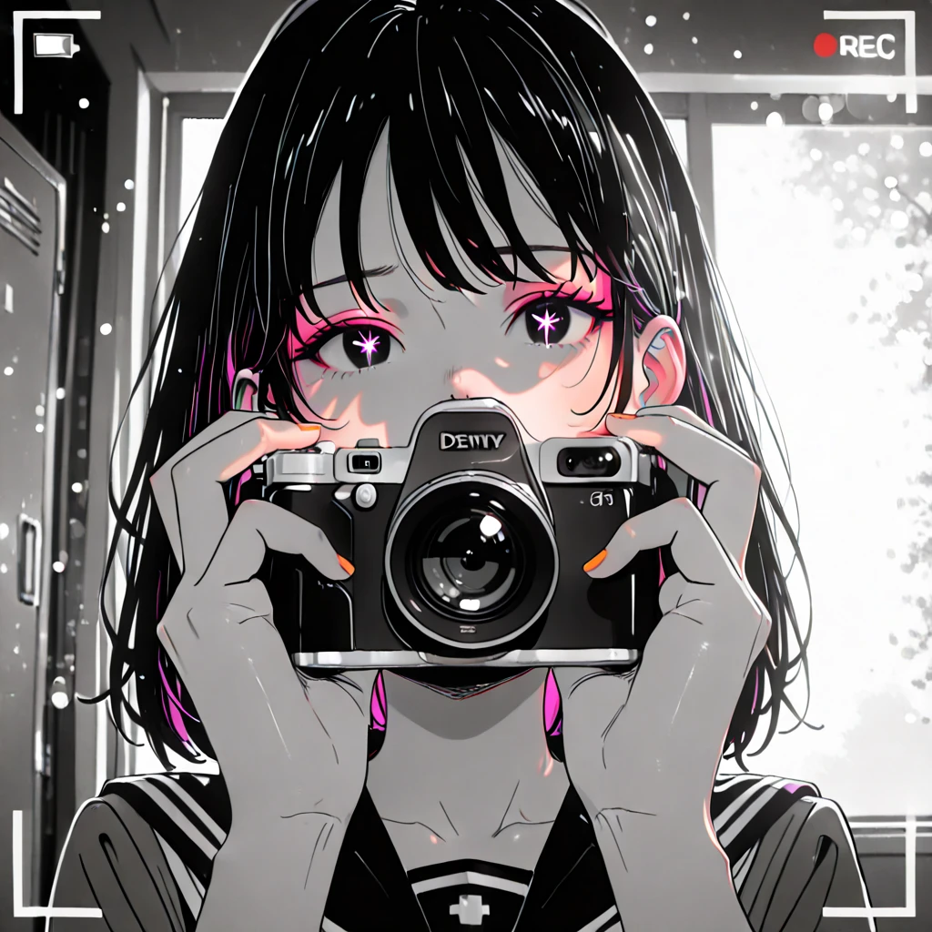 highest quality、masterpiece、night、Headphones、Listening to music、Eyes closed、smile、relax、Black Hair、Shortcuts、Cute、One Woman、Inside the room、Sitting、Pulling(camera)