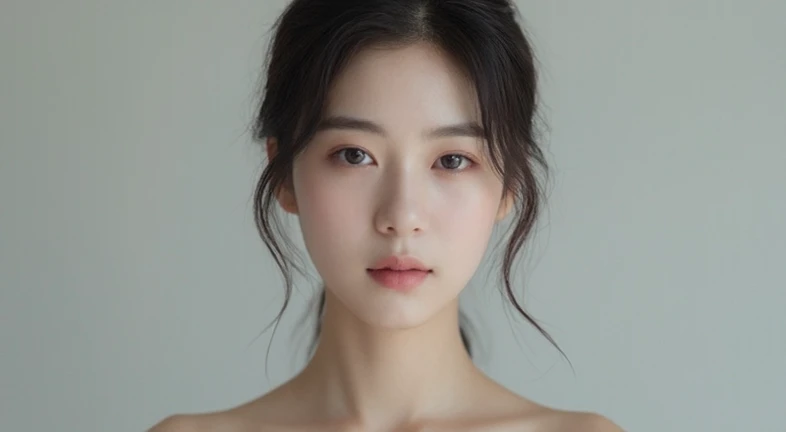 a close up of a woman with long hair wearing a pink dress, dilraba dilmurat, beautiful aesthetic face, young adorable korean face, korean face features, korean symmetrical face, yanjun chengt, beautiful south korean woman, beautiful delicate face, popular korean makeup, lovely delicate face, beautiful young korean woman, gorgeous young korean woman, pale round face