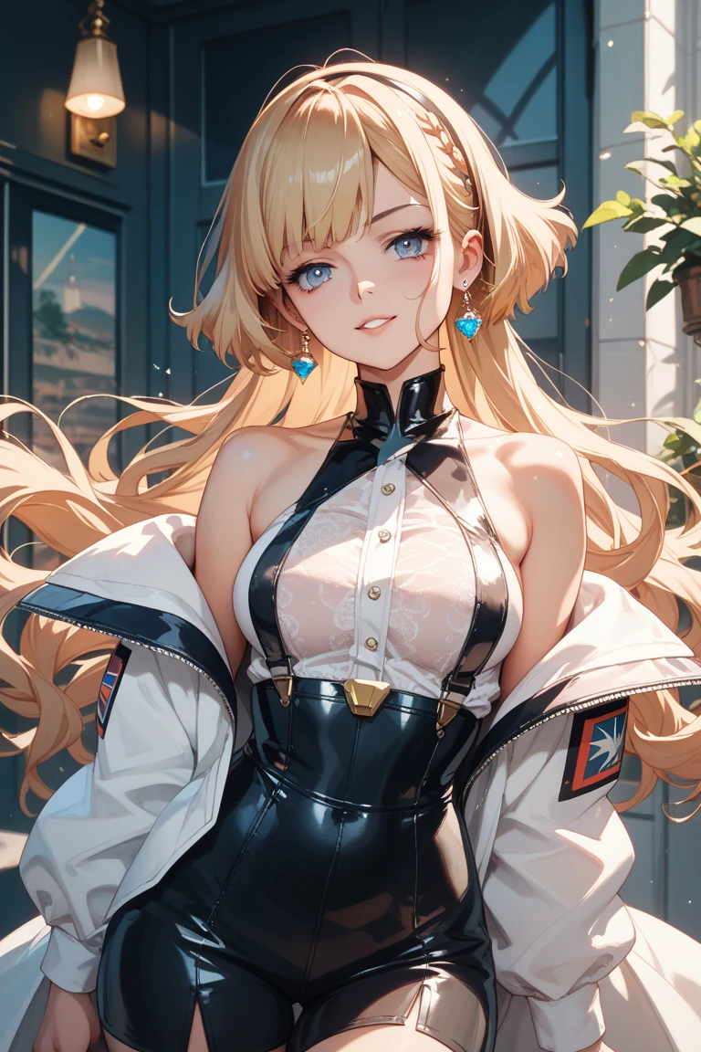 最high quality、best image quality、masterpiece、girl((20-year-old、 By becoming、vest bust、medium bust,wide open breast tea、shining eyes, blonde、long hair、thin,highest valley、ponytail、Very short shirt、short belly sports pants、cool pose、Please bring your smartphone、sweating、smile、forward leaning movement、diamond earrings、white gloves、cute pose)),high quality、beautiful art、background((casino))、Flight、debris flies、Depth of written boundary、movie、visual art、perfect art、8k,genuine、