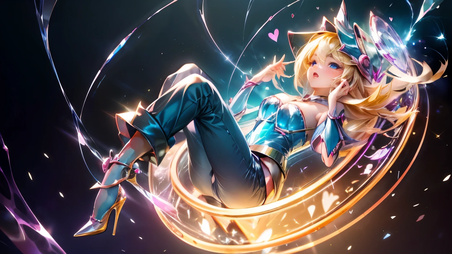 Anime - imagem de estilo de uma mulher em um vestido sentado em uma cadeira, splash arte anime Loli, KDA, cushart krenz arte chave feminina, portrait knights of zodiac girl, Artgerm extremamente detalhado, Orianna, knights of zodiac girl, aj, Loli, Impacto de Ayaka Genshin, arte oficial, ayaka jogo genshin impact, cabelo amarelo, olhos amarelos, olhos amarelos brilhantes, sorrisos