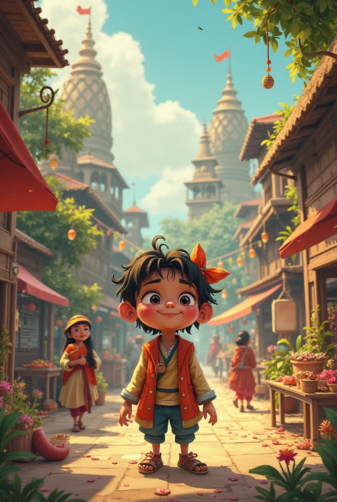 Describe the small village where the boy Arjun lives, highlighting its simplicity and the upcoming fair that brings excitement to the village.