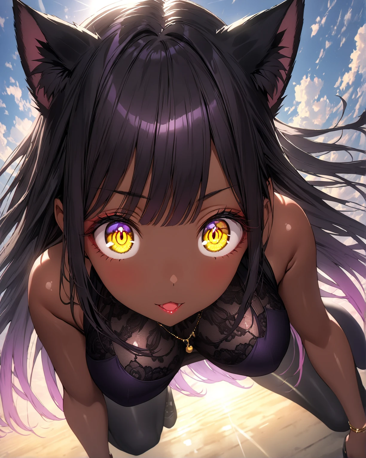 Huge wolves huddled together、Detailed depiction of bulges and wrinkles in ultra-thin underwear, (masterpiece), (Highest quality), One girl, (Perfect Face:1.2), (Beautiful Face:1.2), Black Hair, (From below), Happy, A light smile, View your viewers, Sexy pose, See-through, Outdoor idnight, Night Sky, milky way), Complex, Depth of written boundary, Cinema Lighting,