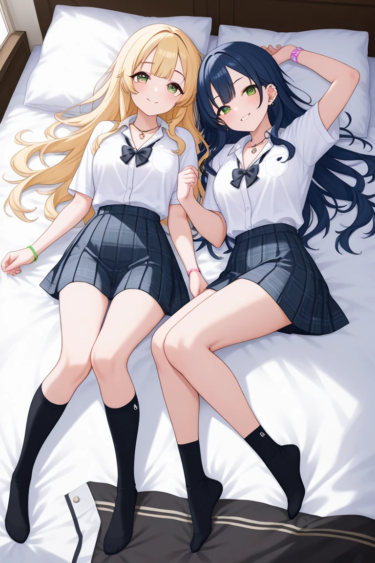 A woman with big ,Gorgeous woman,Mature,((ahegao)),Beautiful Wife,Long blond hair,Exquisite,Transparent shirt,Pleated Skirt,Slim waist,Showing belly,Smooth legs,blush,Lying in the flowers,Colorful flowers,
