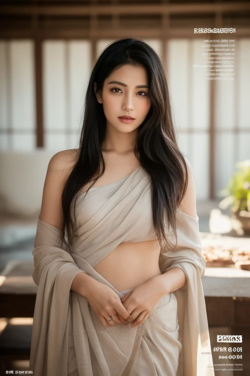 a cute woman in a white silk sari posing for a picture, featured on instagram, seductive, angular, , hot, sexy,