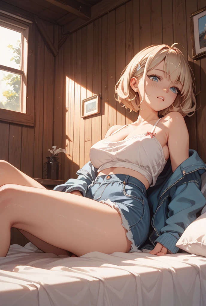 (((Sitting on a sofa in the lobby of a luxury hotel, legs wide open))), extremely detailed CG unified 8k wallpaper, (top-quality,High resolution,(Ultra high definition,4K), (超A high resolution,in 8K),masutepiece:1.2), (Perfect Anatomy,Anatomically accurate), (Angle from below), (Girls' High School Sailor Uniform), (Soft lighting, 光线追踪),(1 beautiful woman), High-definition beauty face, high-definition picture, See-through panties, (Crisp double eyelids), (Seductive look), (Large breasts:1.3), (Soft skin), (Photorealistic), (Glowing skin), (colourful hair), (blondehair), (Pixie Cut)