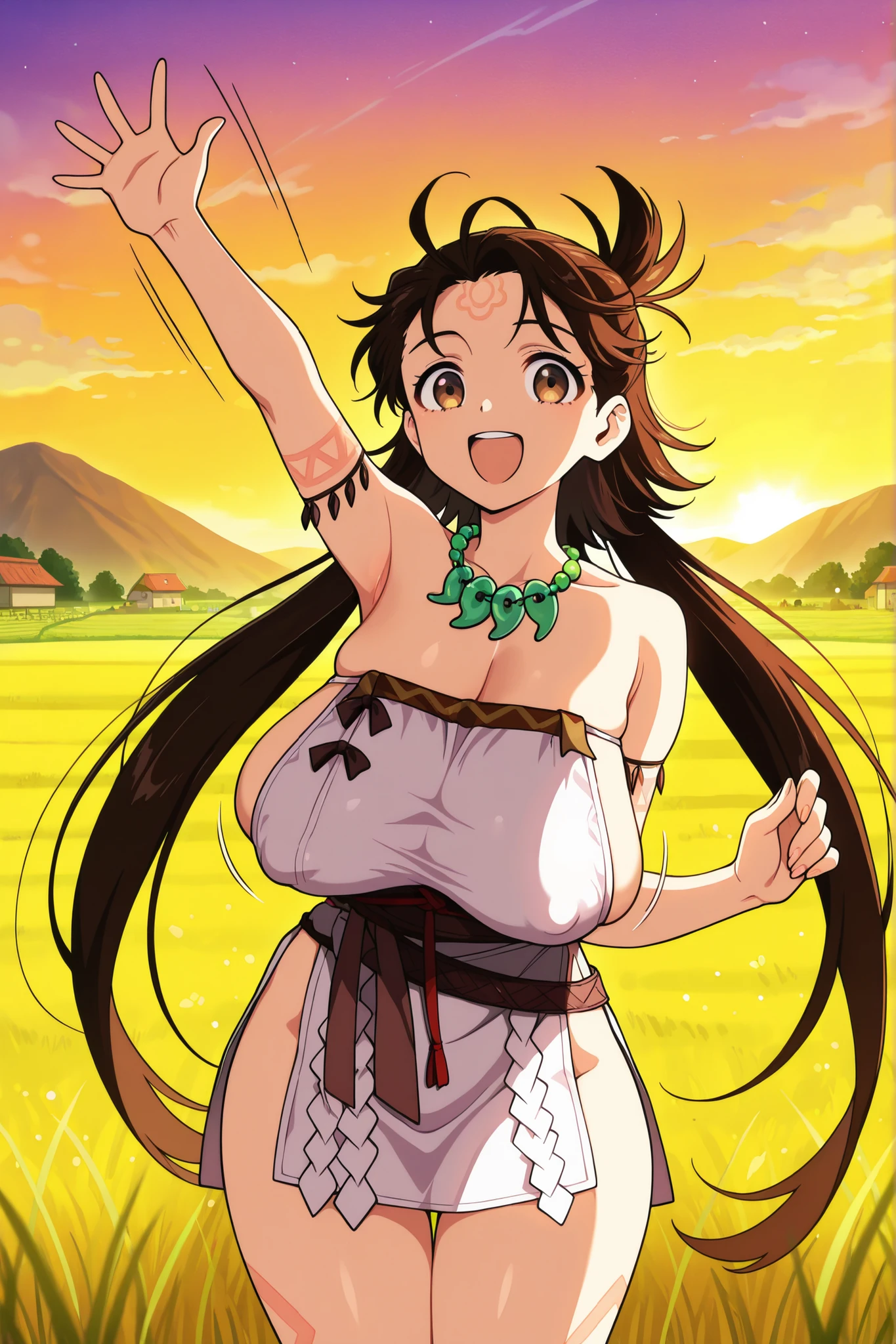 girl light brown hair 美girl nipple spread legs (((big breasts))) Completely naked pubic hair long hair ponytail garden hair ornaments baby face big areola smile Lewd lascivious