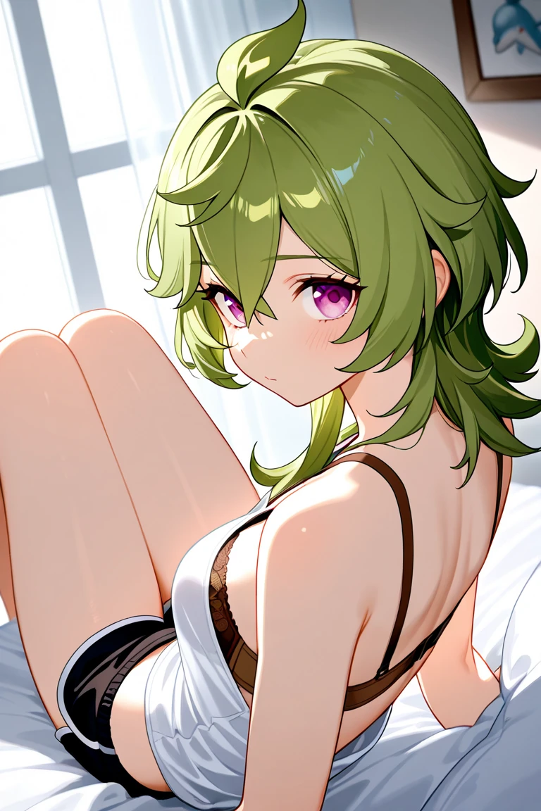 sitting on an armchair,bound on an armchair,restrained,angle from below,,shadow on her body,(((nose_hook))) black ,ball gagged ,ball gag,cameltoe,hands bound,hands tied behind,bandage,black collar on neck,electric wire,electric torture,
looking at viewer,close-up to cameltoe,extreme close-up to cameltoe,sexy pose,sexual expression,
(((masterpiece))), best quality, highly detailed, extremely detailed CG unity 8k wallpaper,illustration,sfw,safe for work,solo,one female,1female,1girl,
middle breast,bare arms,bare shoulders,bare belly,white thigh-highs,disheveled underwear,green panties, misaligned panties,green bra,,blue eyes,medium hair,brown hair,
slim,wet body, terrified face, terror, scared,sweating,tears, rough breath,
inside a dark factory,indoor,night, in he dark,black background, grey background, dark,