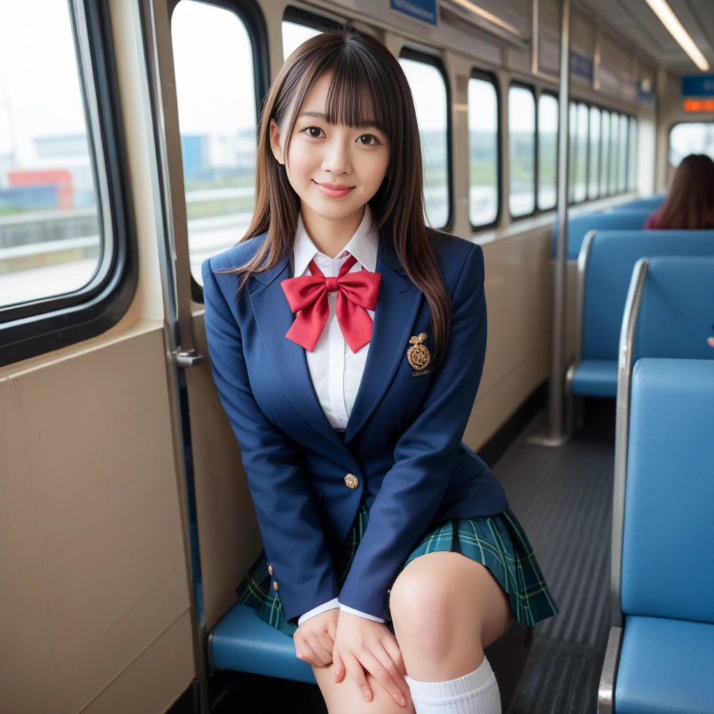 8k, RAW Portrait (Japanese women),masterpiece、Realistic, Ultra-high resolution, Highest quality, Real Life Photos ,(((Showing panties:1.4)))、((sitting in a seat on the Yamanote line train, Looking at smartphone.:1.4))、
((((1 person:1.5)))), (((電車内でPlease lift your skirtパンティーを見せびらかす女子高生:1.4)))、(Cute Face:1.3),((Japanese schoolgirl))、((((Japanese High School Uniform:1.6))))、 Black Hair,(Written boundary depth:1.3)、 ((Dark brown eyes:1.2))、(Realistic skin texture:1.3)、(Immersive atmosphere:0.8、Chiaroscuro:1.2) 、(audience:1.3)、((smile:1.1))、((Red cheeks:1.1))、((very small white panties))、((Please lift your skirt))、(Emphasize panties)、Skirt Lift、Please lift your skirt、Check skirt