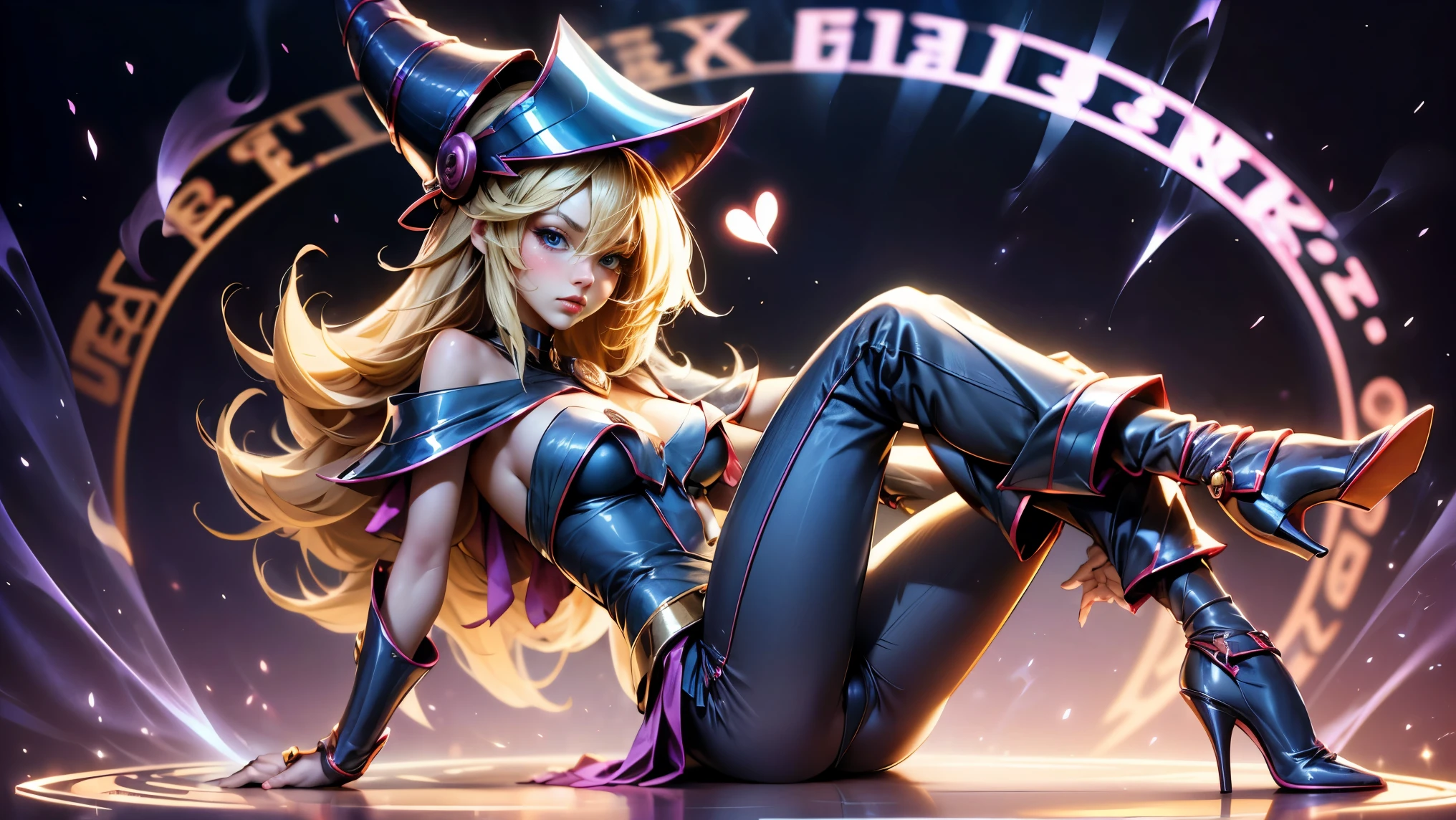 1girl, only,Beautiful, , sitting on the space with milky ways, comet, HMDMG1, Wizard hat, neckline, bare shoulders, dress, off the shoulder, magical, Distrust, particuls, hearts, amar,Grinding, High details, Digital art, masterpiece,,Beautiful,beautiful blue eyes, magic, sexy crossed legs, visible butt, visible sexy thighs