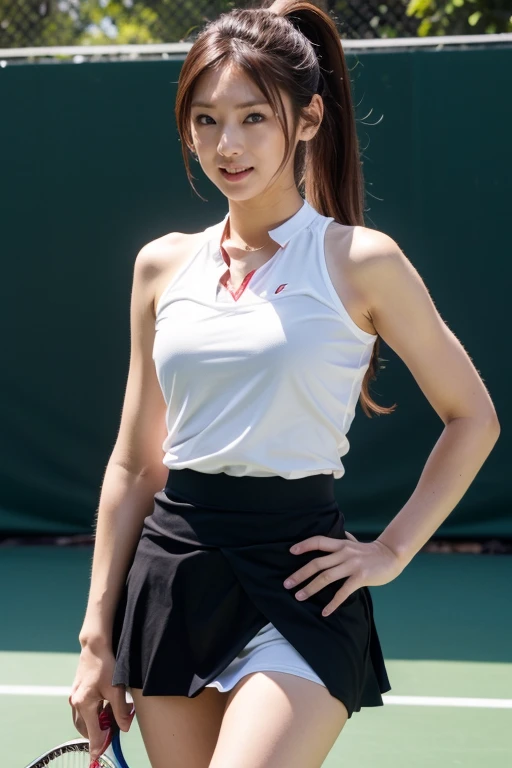 (masterpiece:1.2), high quality, High resolution, (One Japanese girl is standing, The girl is a cute 12-year-old tennis player, (Not wearing a bra, small breasts, The shape of the nipples can be seen through the clothing), (((12 years old))), ((Baby Face)), (((sweaty armpits))) , Armpit depression