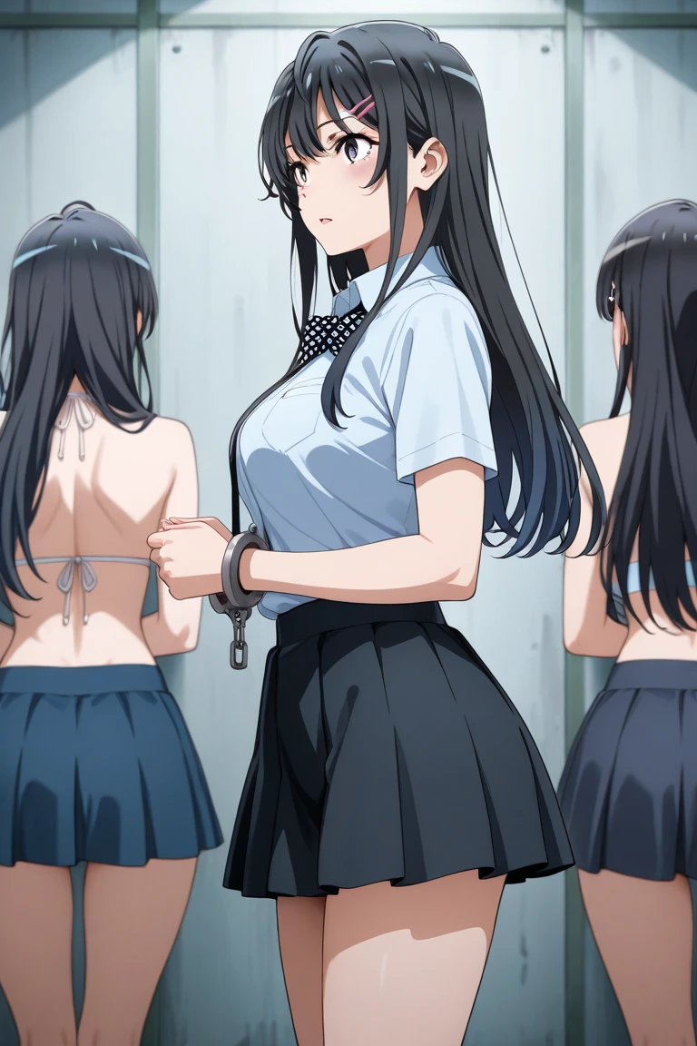 (((masterpiece, Highest quality:1.5,absurdres))),nsfw,after rape,,motion line,25 year old beautiful slave,独奏,((very small head:1.3)),long hair,bangs,(dark blue hair),dark blue eyes,gorgeous eyes,tears,sad,medium breasts,((very long body:1.3)),((toned body,slender body)),skinny,((tan skin:1.5)),gleaming skin,shiny skin,sweat:1.3,White sneakers、creampie,bukkake,naked,nipples,navel、vagina、Black leather collar with chain、handcuffs、subway、Station platform、Lots of passengers、Inside the train、New York City、