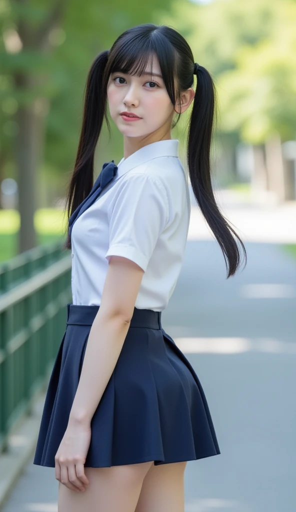 Cute Girls、high school girl、uniform、mini skirt、See-through、Fluttering in the wind
