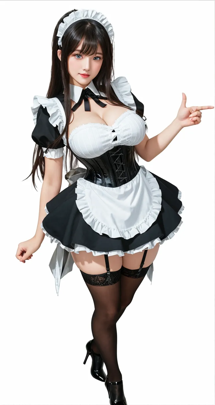 meisterwerk,High quality,maid outfit,sexy,lange rote Haare,schwarze unterhose,smile