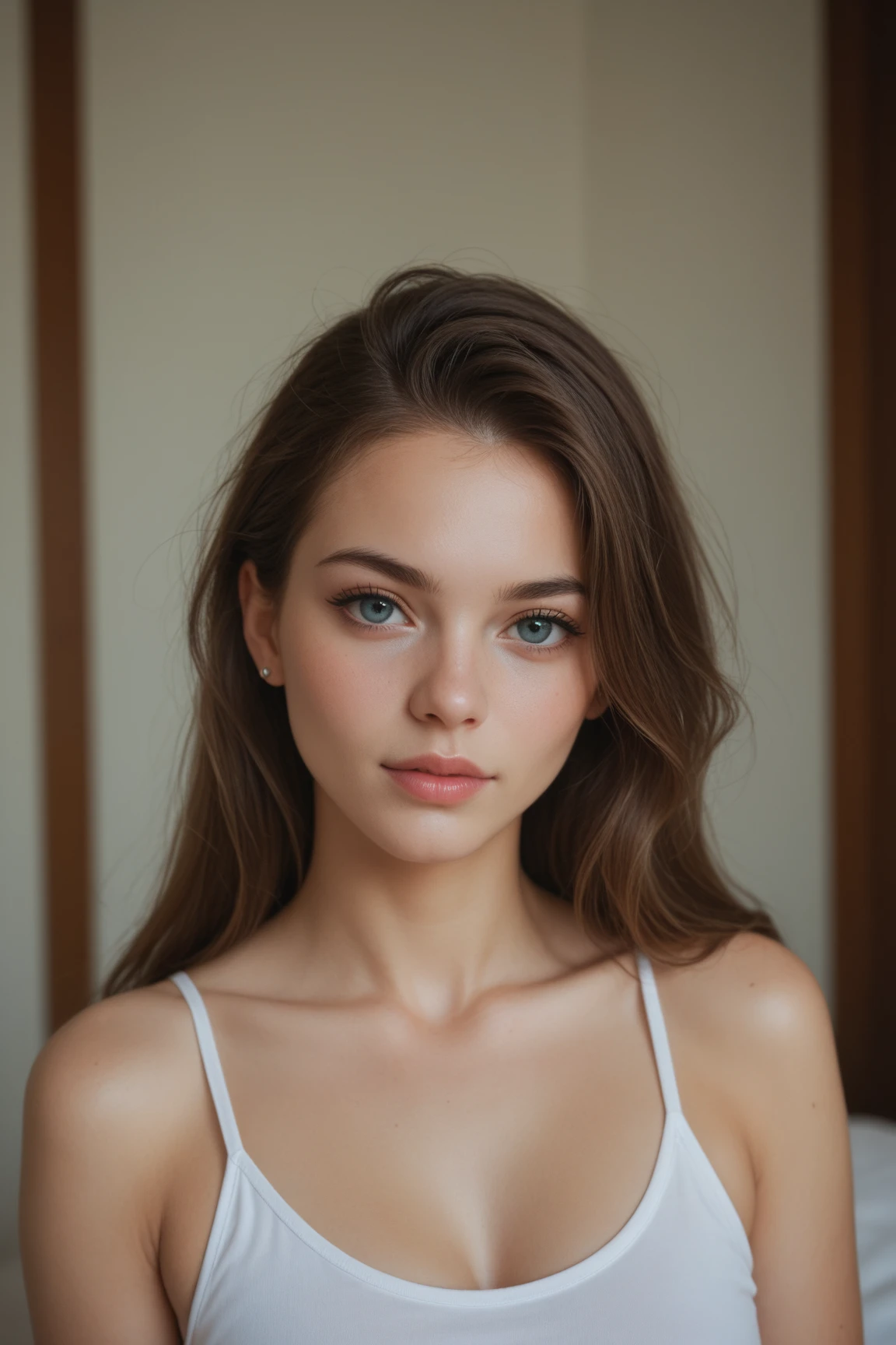 1girl, solo, upper body, looking at viewer, white background, long hair, nurse, sexy nurse, multicolored hair, <lora:OliviaSparkle-01:1>