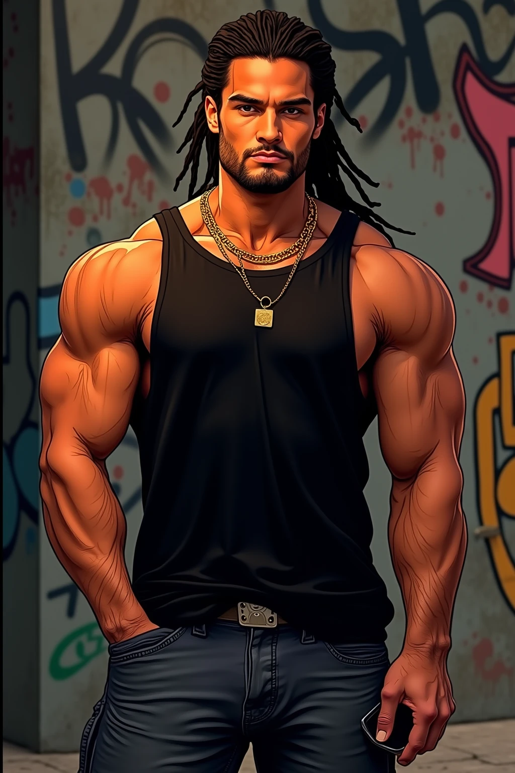 1 guy, freakles, black mullet hair, black short shorts, black short tsirt, brown light eyes