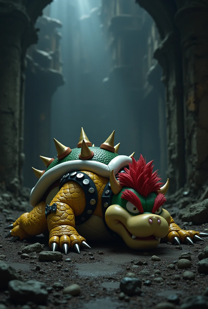 cinematic photo Petrified Bowser . 35mm photograph, film, bokeh, professional, 4k, highly detailed, laughing uncontrollably super funny