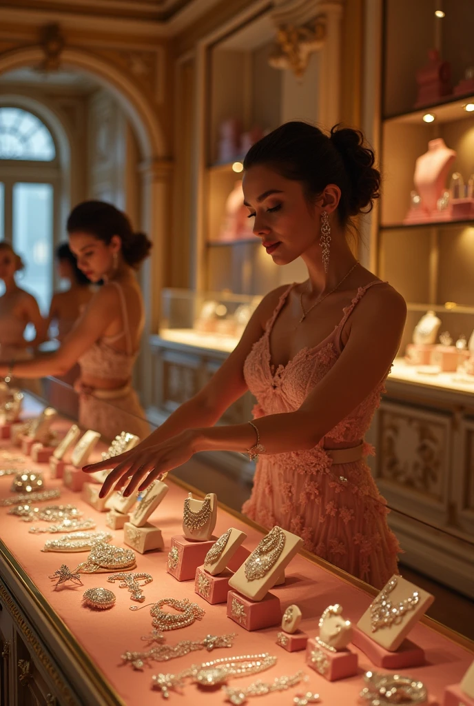One beautiful girl looking for jewellery