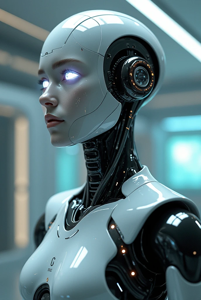 (realistic:1.4), (Raw photo),table top, highest quality, very detailed, (realistic:1.4), (8K, 4k, highest quality, High resolution, 超High resolution:1.1), 8K portrait,1 girl, Japanese アンdroid gid,Plump , announcer,Control panel,アンdroid,droid,view audience,mechanical hand, ,robot arms and legs, black hair,Machine body,dull bangs,white robot parts,perfect robot woman,charging spot,long tube,A thick cable was connected to his neck...,ceramic body ,Machine body, mechanical ear covers,アンdroid,robot humanoid,a little chubby,panties,full eyes,perfect machine body,white robot body,laboratory of the future,アンdroid factory,mechanical ear covers,white and light blue uniform,aqua accent costume,