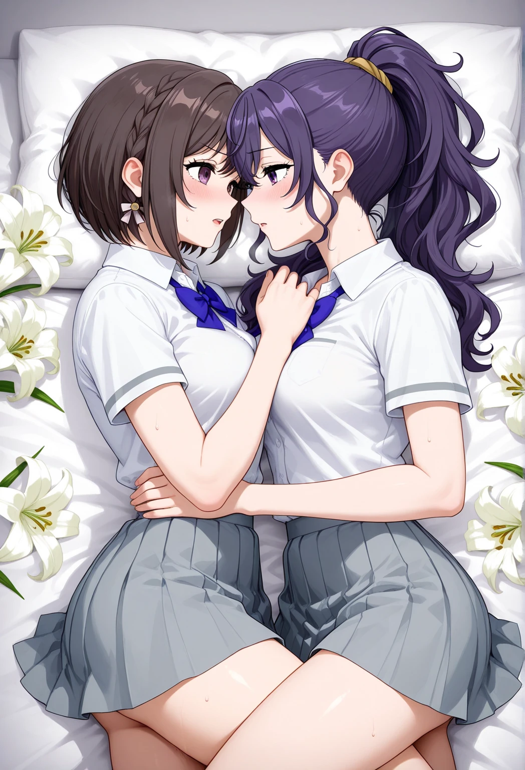 Browsing Caution,Sweat,White Breath,Demon slayer,One of the three daughters of the Butterfly Mansion ,Terauchi Kiyo,Nakahara Sumi,Takada Sumi,Futanari,Sleep on your back,room,Side view,Missionary sex,Ahegao,((Description of body shaking)),,Large areola,Cum on belly