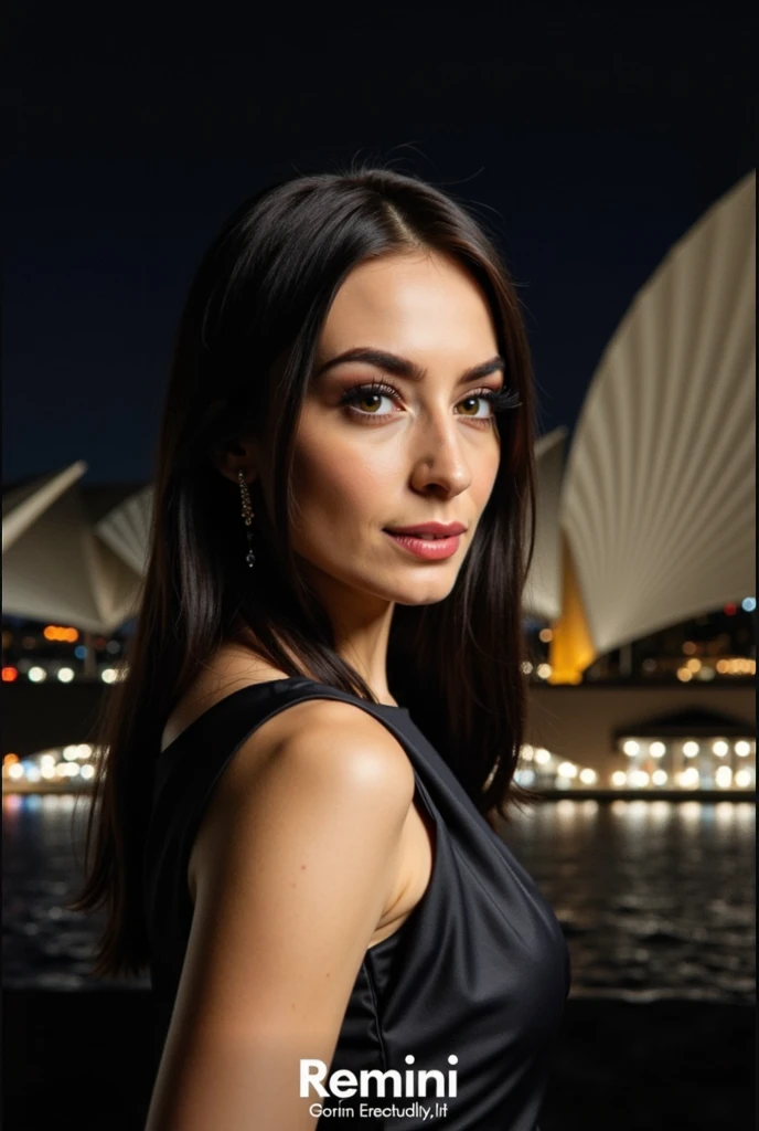 Portrait photo of nyv13st3ph4n woman, black turtleneck blouse, in a night club, makeup

