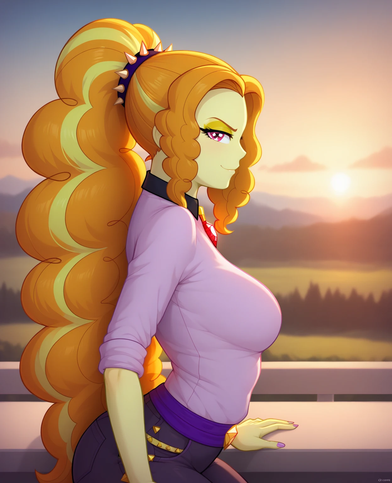 ((High Quality)) ((Perfect autonomy)) Masterpiece, Adagio Dazzle, solo girl, naked, big breasts, sexy body, Adagio Dazzle Equestria girls, (from below 1.2), Adagio Dazzle, cuerpo completo, high resolusion