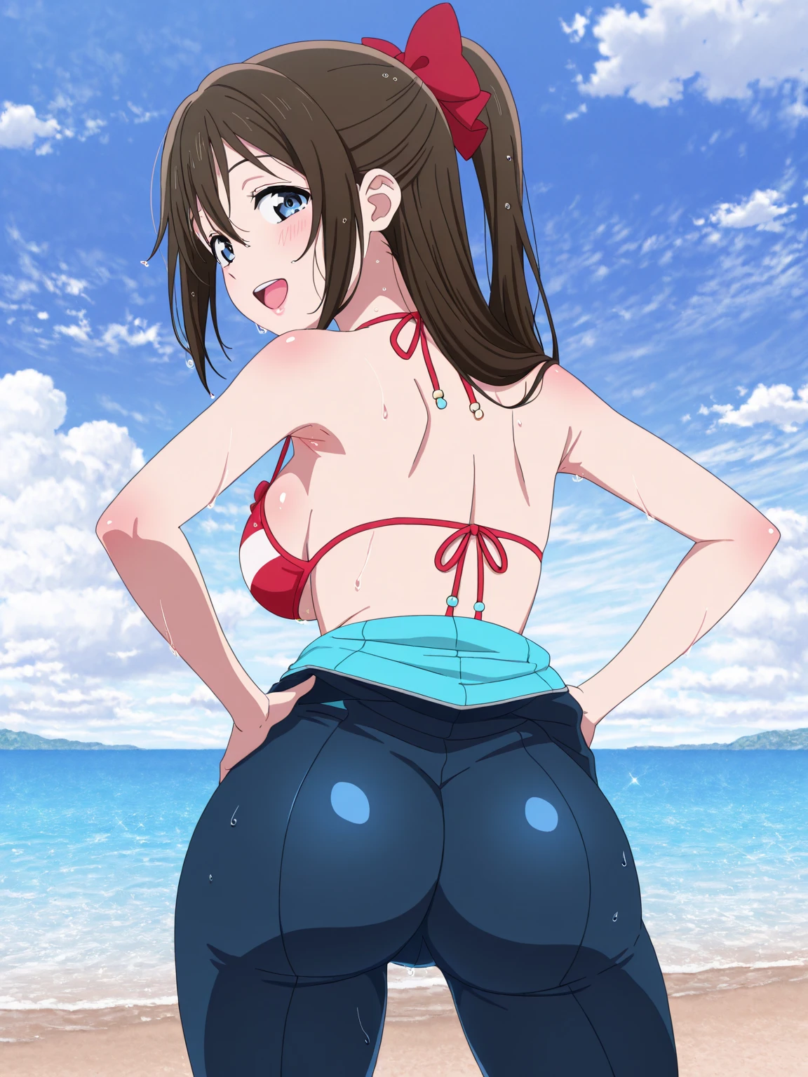 masterpiece, highest quality, super detailed, ultra high resolution, realistic, 4k, 8k, highest quality, masterpiece, best image quality, Super detailed, ultra high resolutionolution, realistic描写, anime, comics, Takagi-san is good at teasing, Takagi-san, 1 girl, alone, full body shot, brown hair, black eye, long eyelashes, thick eyelashes, looking at the viewer, smile, Highly detailed art buds, Kushart Krenz Key Art Feminine, official artwork, 詳細なanime原画, official artwork, きれいな詳細なanimeアート, 滑らかなanimeCGアート, complete art, Epic light novel art cover, ファインディテールanime, Rear view, look at the audience, huge waist, buckshot, Rear view, crawling posture, look over your shoulder, back pose, realistic skin, shiny skin, shiny skin, professional lighting, sweaty feet, seductive pose, turn away, on the beachビキニを着た女性のcomicsの絵, pixiv, shin hanga, tits, tits proportions, biomechanical tits, きれいな詳細なanimeアート, 滑らかなanimeCGアート, on the beach, | ファインディテールanime, Highly detailed art buds, on the beach, realistic bikini, NSFW, NSFW NAKED, full body shot, big breasts, slender body shape, Highly detailed face and skin texture, fine eyes, double eyelid, Whitening skin, Body Gloss, giggle, dynamite body, sexy, pink cheeks, backwards pose, show me your butt, stick out your butt, buttocks emphasis, raise your butt,