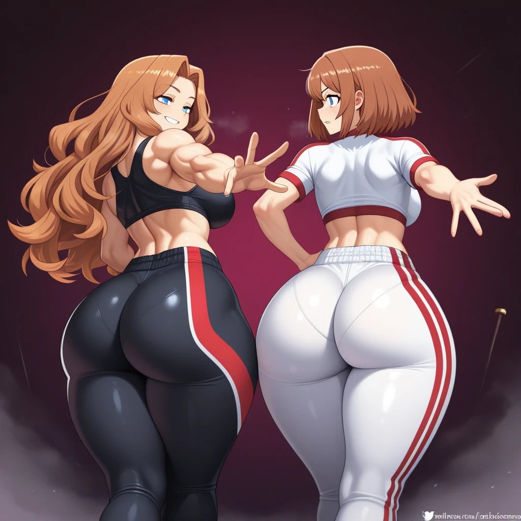 Draw a beautiful girl with big ass in tight leggings
