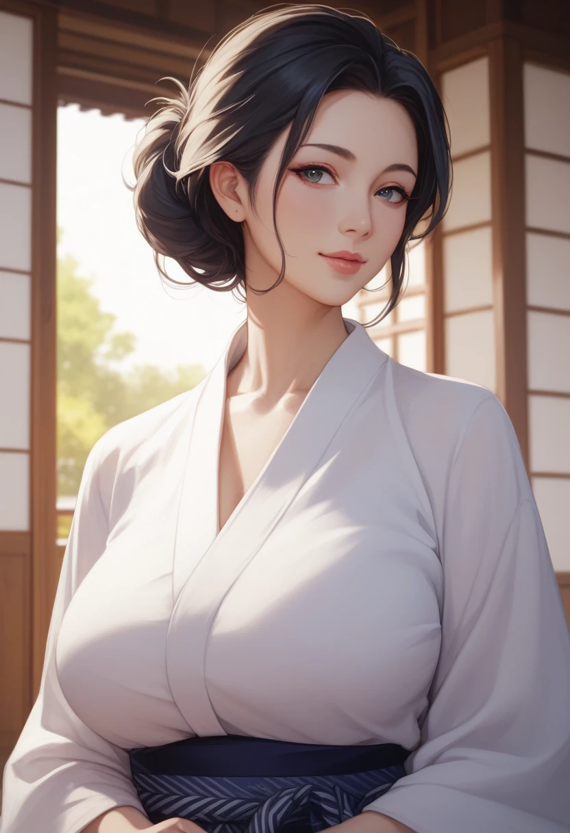 finest image, portrait, Japanese style painting, looking back, female, sexy, beautiful, cute, blue mysterious sharp slit eyes, white glossy braided bangs ponytail hair, red alluring moist lips, amorous expression, lewd expression, ecstasy, orgasm, Japanese carving tattoo all over the back, sitting, armpit, abs, huge breasts, under boobs, side boobs, great proportion, background brilliant royal palace, professional lighting