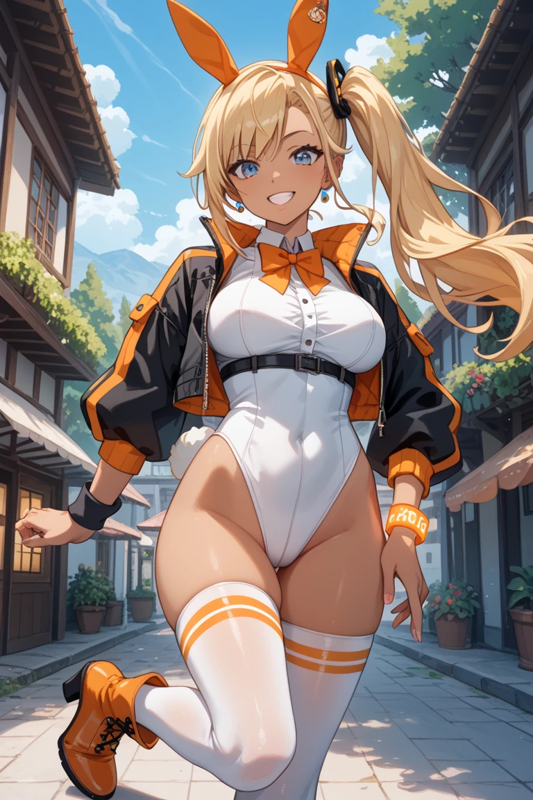 nueva entrenadora pokemon chica estilo anime cuerpo perfecto y grandes , ropa de cuero muy ajustada , ojos hermosos full detalles