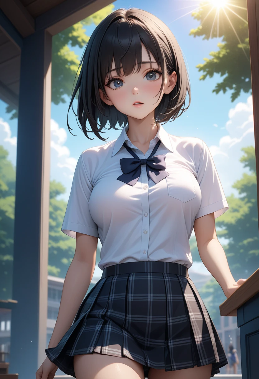 in 8K、top-quality、masterpiece、ultra-detailliert、Ultra-high resolution、Anime style、1 schoolgirl、Classroom、angry