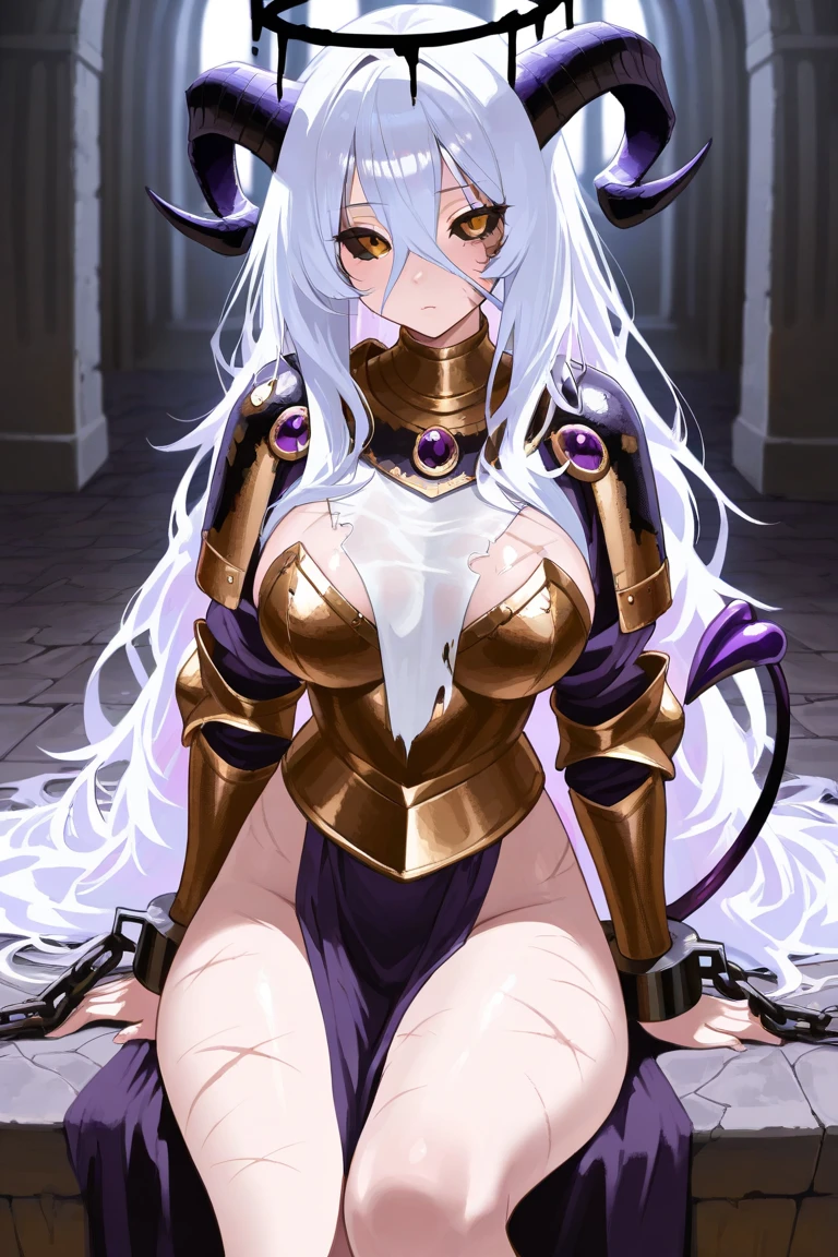 (Golden ratio:1.2),[(Blackbackground:1.4)::10],(巨作), (Best quality), (Ultra detailed),(Disheveled hair),(illustration),(1 Girl:1.3),solo,Full body,with silver hair,Double helix ponytail,a mature female,(dragon pupils:1.1)+(Scarlet eyes:1.1),((Dragon female)),(black colors_dragon long horns:1.3)+(Huge silver dragon wings:1.4)+(Long, powerful dragon tail:1.2)+(dragon Scales tight bodysuit:1.4),((super gigantic breasts:1.3))+((There is a little fat on the waist and belly:1.3))+((peach ass:1.3)),High heels,(In damp caves filled with gold treasures:1.2)+(Sit sideways on a throne made of gold:1.3)+[(Inception:1.2)],Chiaroscuro, Embossed, Shadows, character sheets, 1080p, 8K, Textured skin, Anatomically correct, uhdr