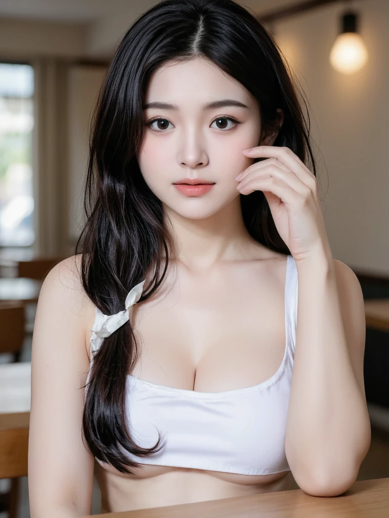 table top, highest quality, shape, Super detailed, finely, High resolution, 8k wallpaper, 完璧なダイナミックな構shape, beautiful and detailed eyes, trendy women winter fashion,ponytail,small breasts natural color lip, sexy pose,smile,Harajuku、20 year old girl、sexy look for the camera