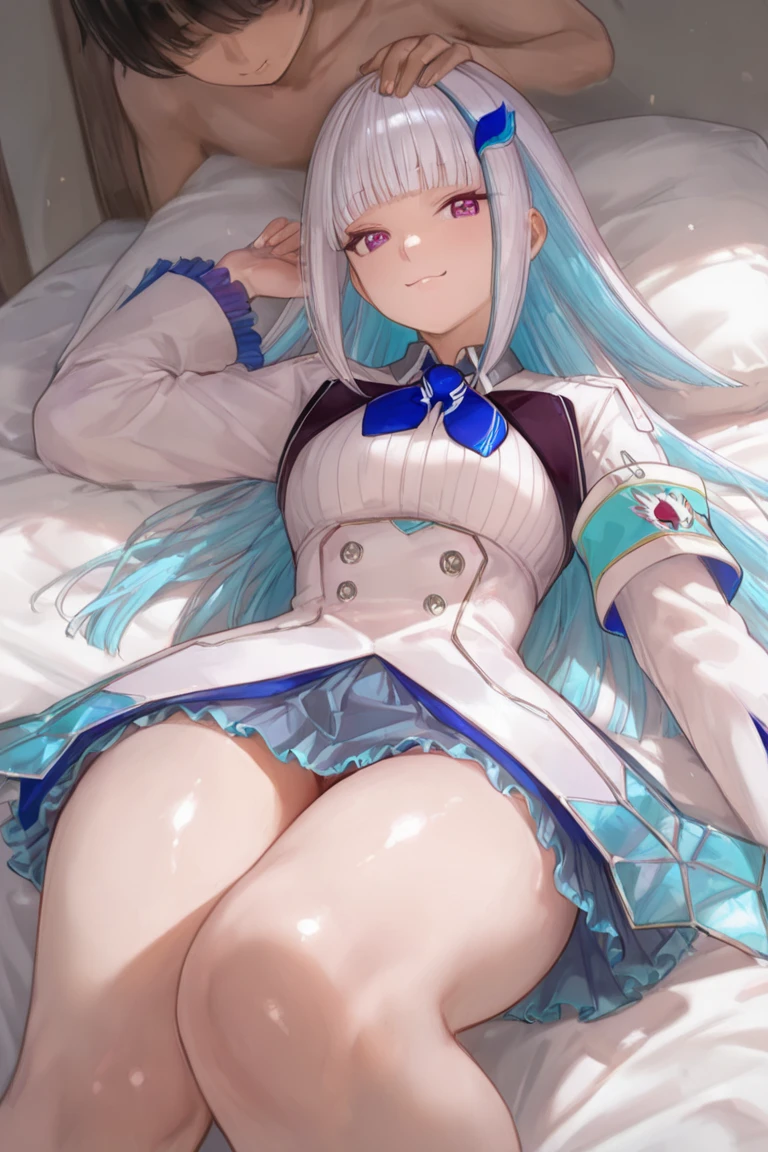 sitting,
pantyshot,
knees_together_feet_apart,(((Liz Hellesta))),((v tuber)),((Game Now Streaming)),((White Delivery Room)),(Liz Hellesta髪),((Dressed seriously)),(((Do not expose breasts))),masterpiece, Highest quality ,(1 beautiful woman), Liz Hell,cameltoe,(Straight gray straight hair,((Bangs)),((Beautiful Japanese woman face)),Thin face,((Thin cheeks)),Beautiful woman face,Precise depiction,Excellent costume design, (Small breasts), Slender upper body,(8k Full Body RAW Photo), (Highly detailed skin: 1.2), ((Oily skin)),smile, Highly detailed face, ((Grey Hair)),fine grain, (((Sweaty body))), (((Oily skin))),Inside the room,1 Girl,Open your mouth,(((Open your eyes))),(((View your viewers))),Look this way,(((Open your eyes))),(((Open your eyes))),(Large pelvis),(Wide Hips),(((Very muscular and thick thighs Veins,))),(((Abnormally thick thighs))),Thigh gap,(((Shiny thighs))).(((Narrow waist))),(((Very thin waist))),(Realistic:1.0),Front view,1girl,lh1, (((White panties))),(((cameltoe))),Hair Ornament Net、Long Hair、Long sleeve、((Blue thigh-high socks in silk fabric))、((Armband))、Blue pleated mini skirt、((White jacket, cotton material))、(tight white shirt)、Blue Skirt、((Metallic black thigh straps)),(((Front view))),View your viewers,((Open your mouth)),Showing teeth,Constricted eyes,(((blush,shame))),(((Puzzled expression))),(Panties are wet),