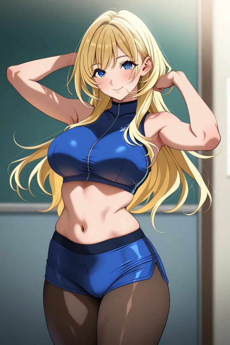 Obra de arte, mulher musculosa gigante e muito definida, posando