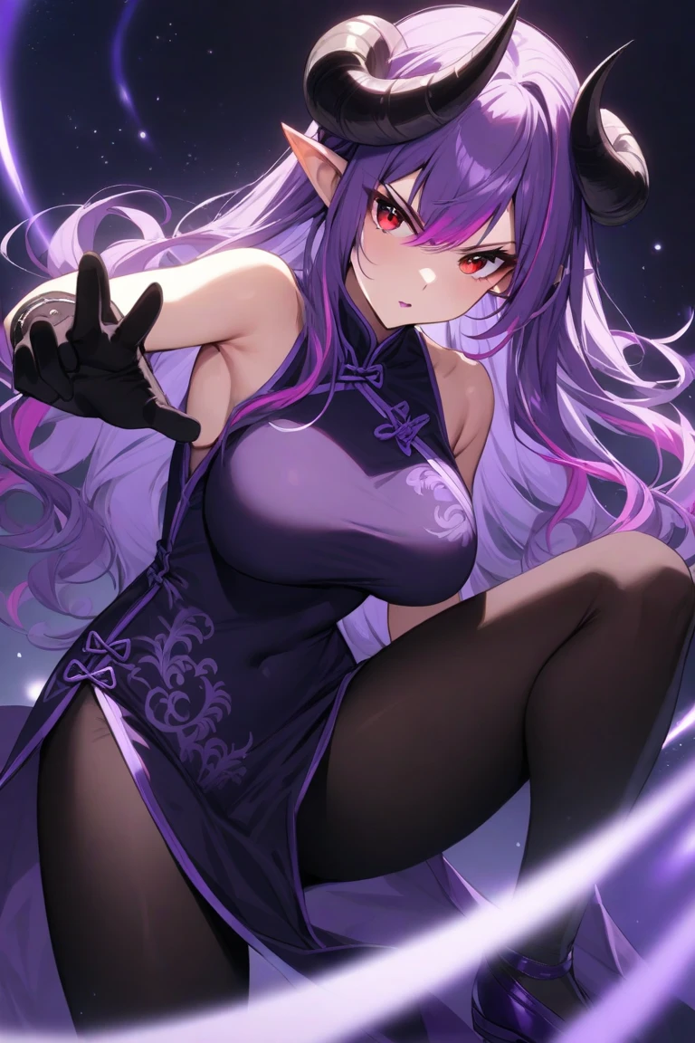 (( 1girl in)), NSFW、blush,purple color hair、Black eyes,in woods、(((flat chest)))、big butts、((thick thighs))、Sweat、:D、Long hair、((Twin-tailed))、kneeking、Purple leotard、(Armpits)、Black knee socks、white boots、white glove、Blunt bangs、((Cat Pose))