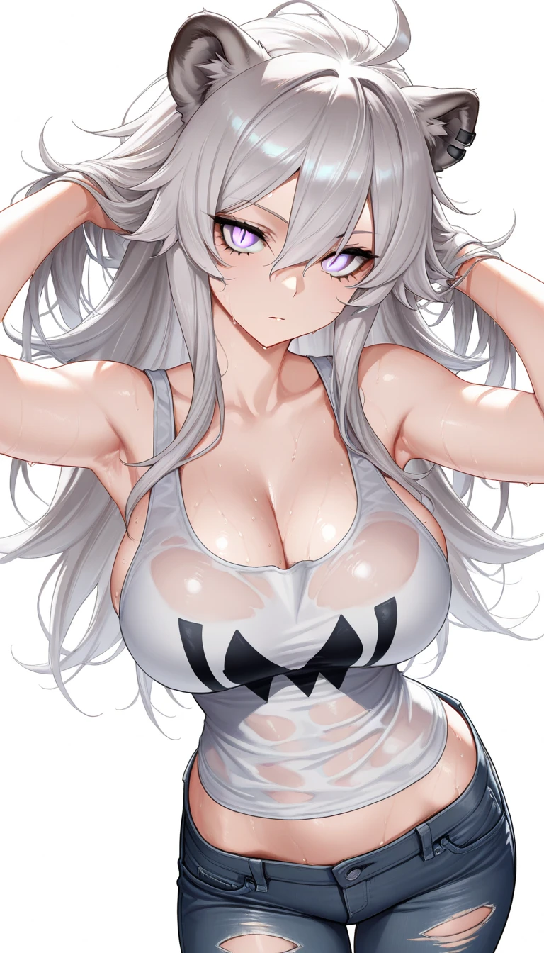 quality、Limbs intact、Complete fingers、Slim and beautiful、a 25 yo woman、Woman with white hair、Straight haired woman、beautiful plump woman、((Woman in black micro bikini))、luxury inn、dewchi、steamy、natta、moon full、lit up、Be red in the face、naughty pose、wet texture、Hefty Smile