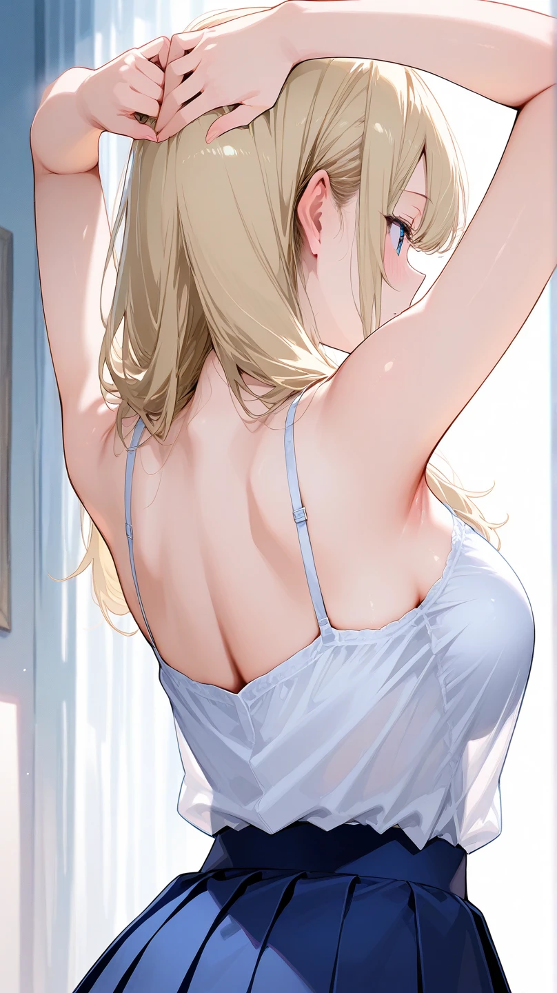 a beautiful anime office lady, wearing a lace bra, elegant and charming, detailed face, expressive eyes, detailed lips, long flowing hair, graceful pose, detailed clothing, soft lighting, pastel colors, photorealistic, 8k, best quality, masterpiece