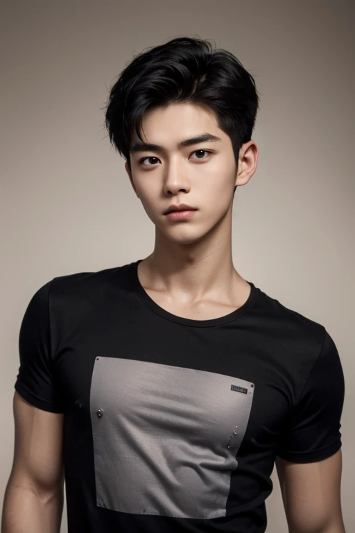 High quality, masterpiece, highly detailed, 8k, perfect face, perfect body, realistic, photogenic, man, Asian, young, black hair, short hair, handsome, detailed eyes, beautiful detailed nose, realistic body, realistic light, comfortable expressions, cute guy, sweat guy, cool guy, abs sixpack, model style, sexy clothes , full body, clean skin, tank top