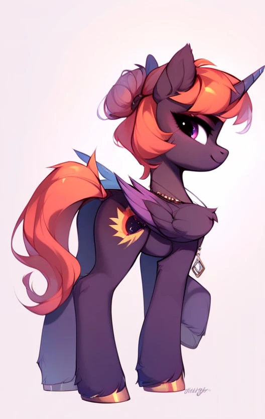 score_9,score_8_up,score_7_up,score_6_up, ((my little pony)), standing pony, costume with bows, panties, stockings, seductive perky big butt, behind view, ((shining armor)), radiant lighting, vibrant colors, whimsical atmosphere, 8K, high resolution, highly detailed, masterpiece