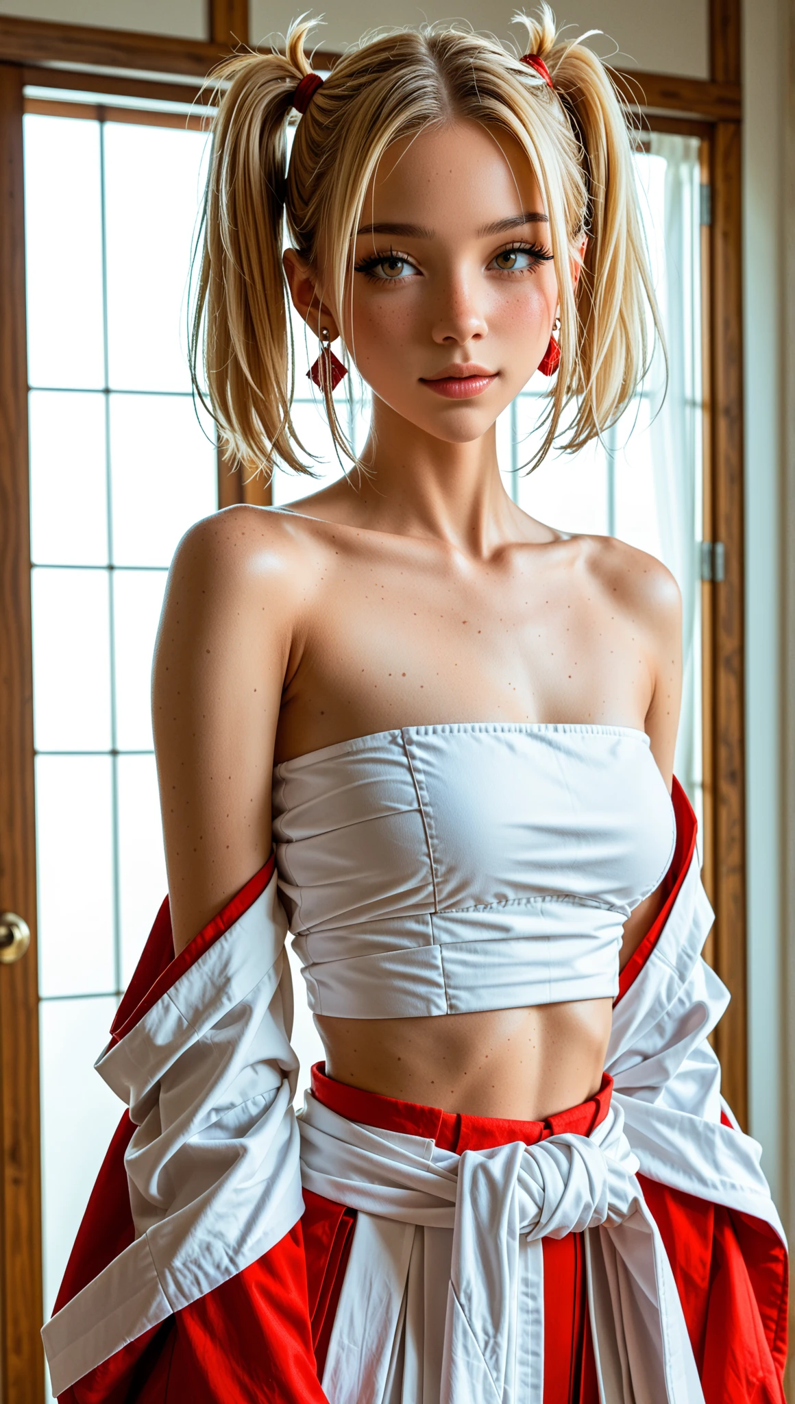 Dragonball Z, super Sayan warrior, skinny, pitite 13 year old girl. White Clothing tattered from battle. NSFW