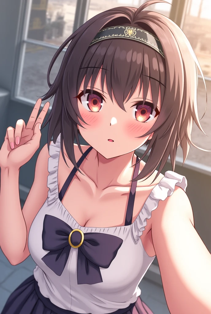 POV,wall bang,(cowboy shooting:1.8), intense angle, leaning forward, salute, 1girl, linked piercing, (from above:1.2), disgust, Interlocking earring piercing, Cow bell, micro T shirt, ((Hemispherical breasts)), nipple bulge, (Southern Hemisphere:1.8), bare shoulders, Naked trench, clavicle, dutch angle, reflection light, drop shadow